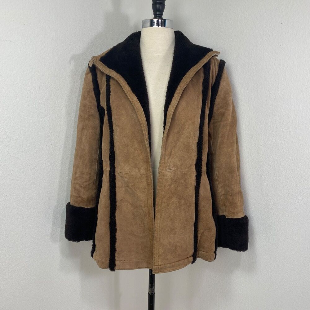 Vintage The Tannery Brown Penny Lane Jacket Coat One Button Front Pockets 11/12